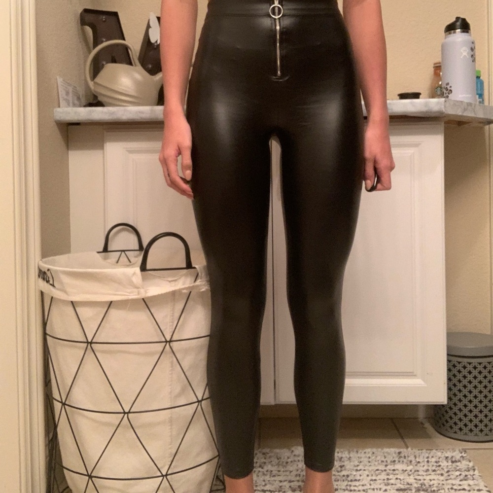 Leather leggings.